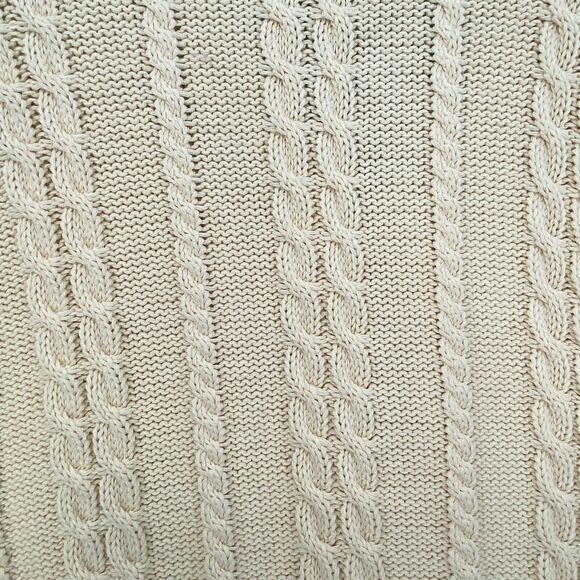 Lord & Taylor Sweater Womens Medium Beige Cable Rib Knit Full Zip V Neck Classi - Picture 5 of 9